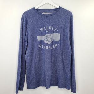 Yeti Wildly Stronger Handshake Big Logo Graphic Tee Blue Long Sleeves Men Shirt